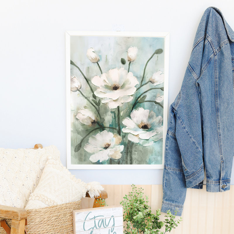 Fleurs blanches, peinture à l'huile