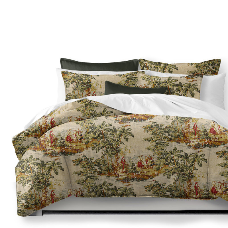 The Tailor's Bed French Countryside Antique Red/Natural Linen Blend Comforter Set