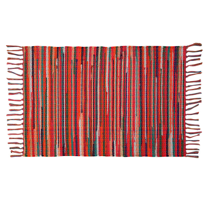 Sean Handwoven Stitch Flat Weave Multicolour Rug, Rectangle 60 x 90cm