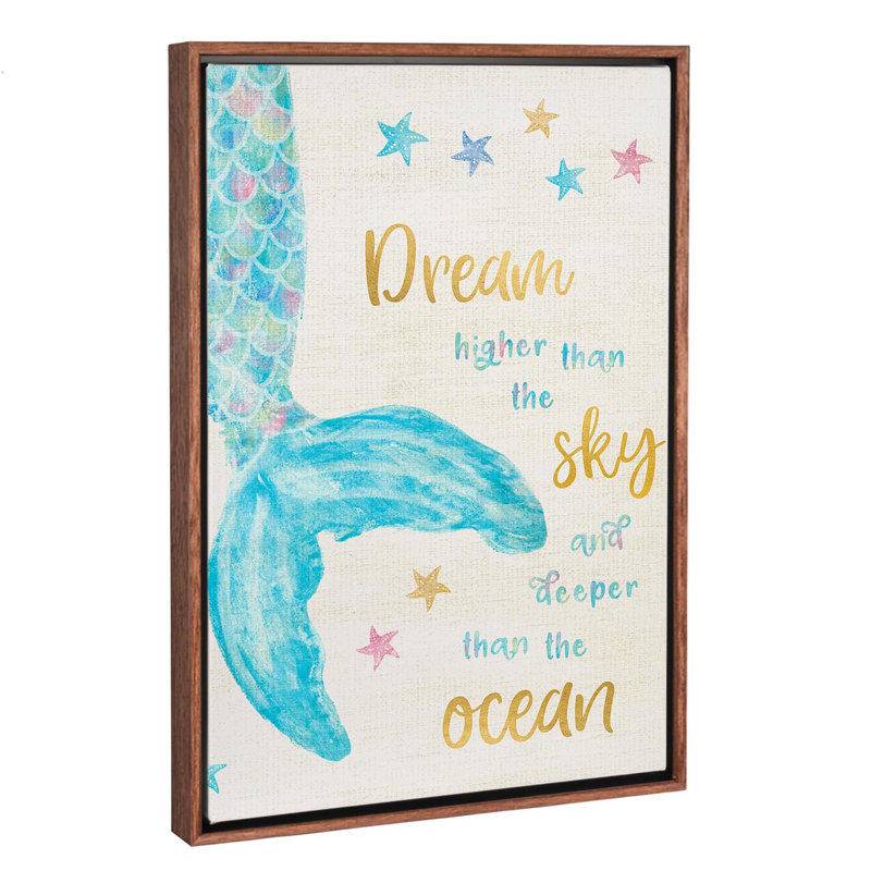 Art de rêve sirène, H 26 po x l 18 po x P 1,5 po, Toile avec cadre en bois classique