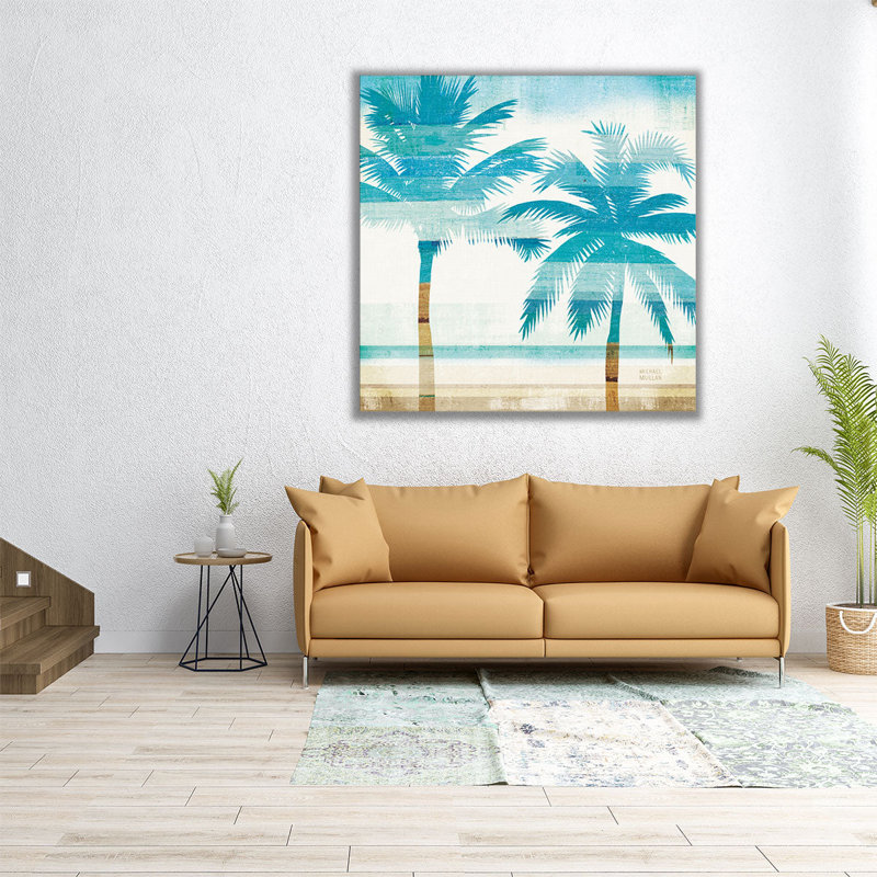 «Beachscape Palms III», reproduction d'art sur toile, H 12 po x l 12 po