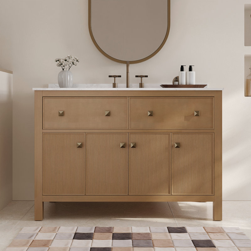 48" Pre-assembled Single Bathroom Vanity with Engineered Marble Top, Soft Closing and Splash Guard