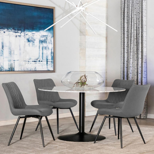 Ebern Designs Round Dining Table in White and Black - Wayfair Canada