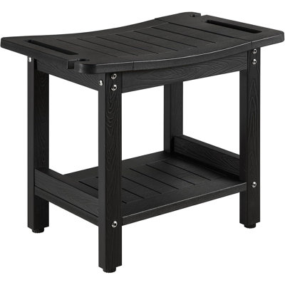 Tabouret de douche pour l'intérieur de la douche, siège de douche en plastique, banc de douche robuste, pieds réglables, antidérapant (noir)