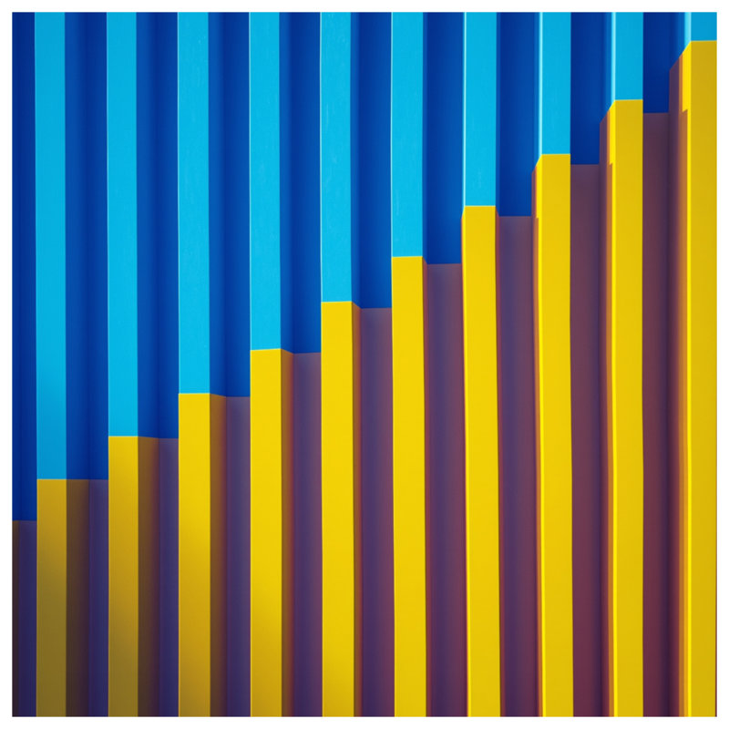 Rideaux à barres verticales bleues et jaunes, voilages et voilages abstraits - 1 panneau, Blocage, 50 po x 92 po - 1 panneau