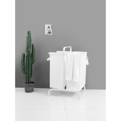 White 110l 2 Laundry Basket With Lid And Sorting Cards, Cloth Hamper For Clothes & Storage, Large Capacity Lid, Robust Storage Cards