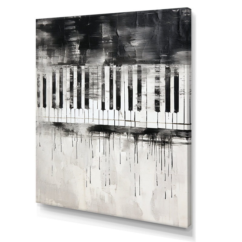 «Piano Keys Tranquility Midnight Black» sur toile, Toile tendue, H 44 po x l 34 po