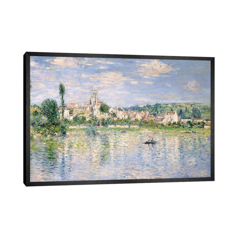 Vetheuil In Summer, 1880 by Claude Monet - Floater Frame Painting on Canvas, Black Framed