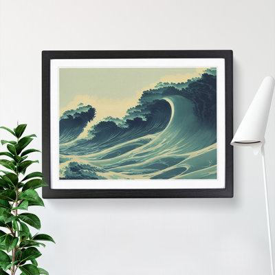 Glowing Japanese Wave - Framed Print