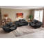 Fauteuil inclinable 3 pièces en cuir véritable Jepum avec porte-gobelet et rangement-1275455117