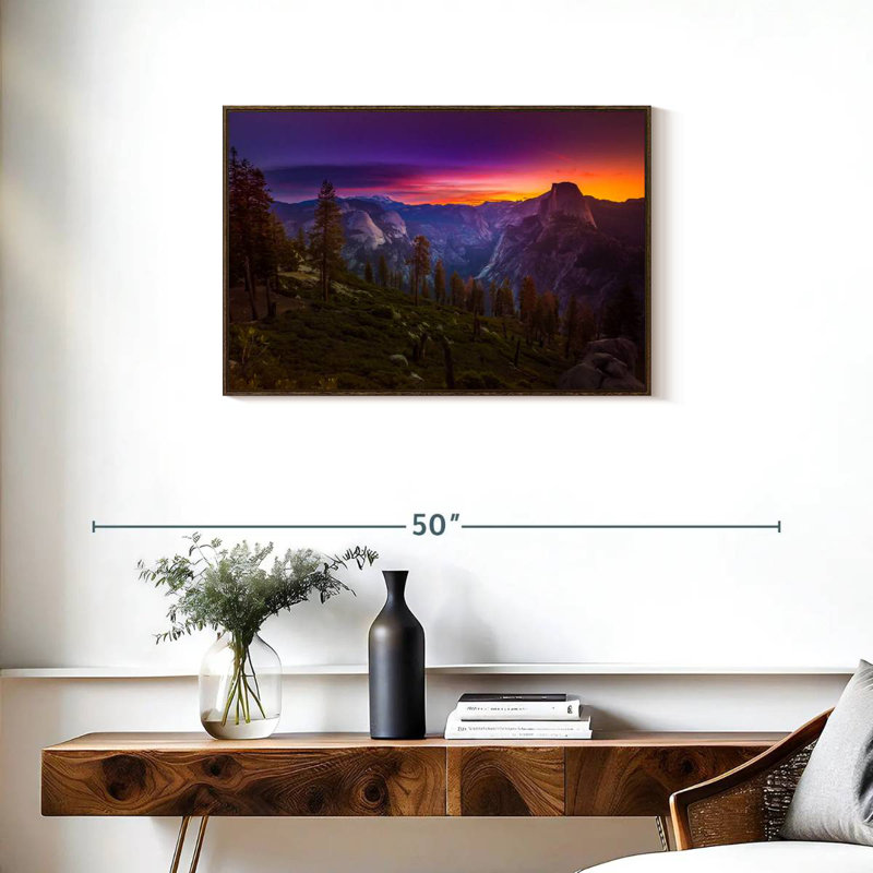 Lever de soleil sur un demi-dôme, Cadre flottant noyer, 31 po x 21 po