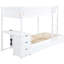 Lit simple superposé simple avec lit gigogne simple, rangement et bureau, blanc