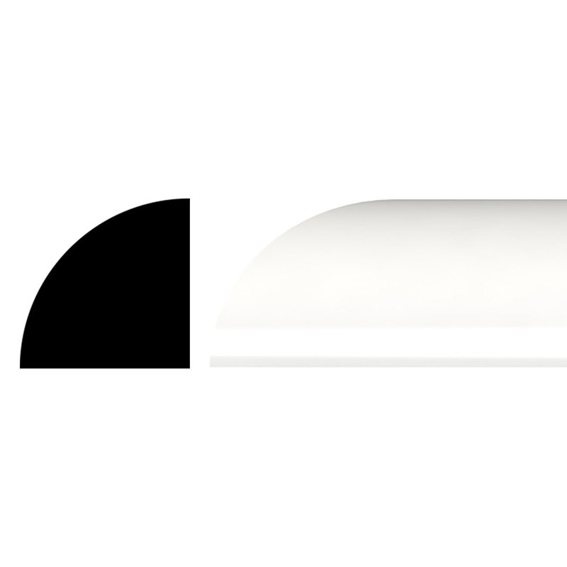 White PVC Quarter Round Moulding, 0.75" x 96"