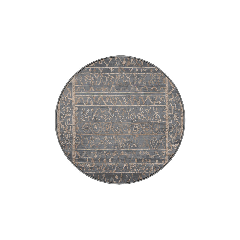 Tapis gris lavable à la machine, Rond 8 pi
