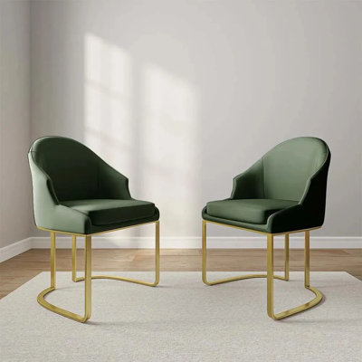 Teferi Modern Luxury Dining Chair, PU Leather Upholstery, Stainless Steel Base by Orren Ellis