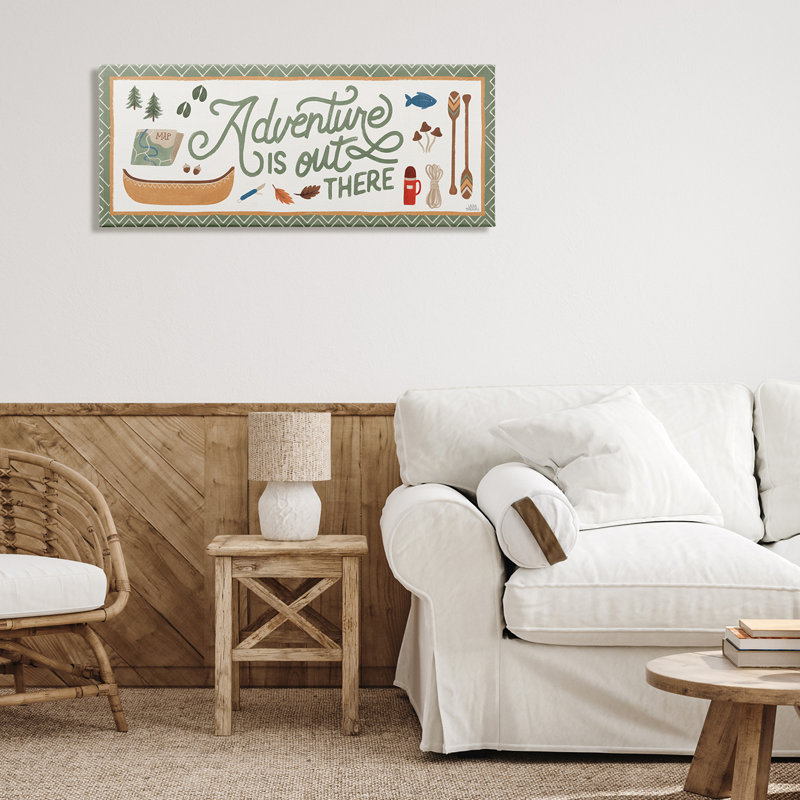 «Adventure out There», signe de la calligraphie d'automne par Laura Marshall - impression, H 17 po x l 40 po x P 1,5 po