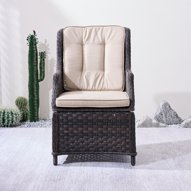 Aeryna Patio Dining Armchair With Cushions, Beige/Brown