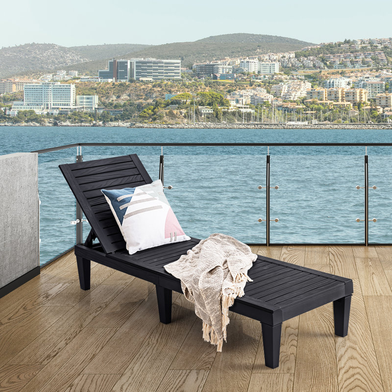 Chaise longue inclinable 75 po Brooksley, Noir