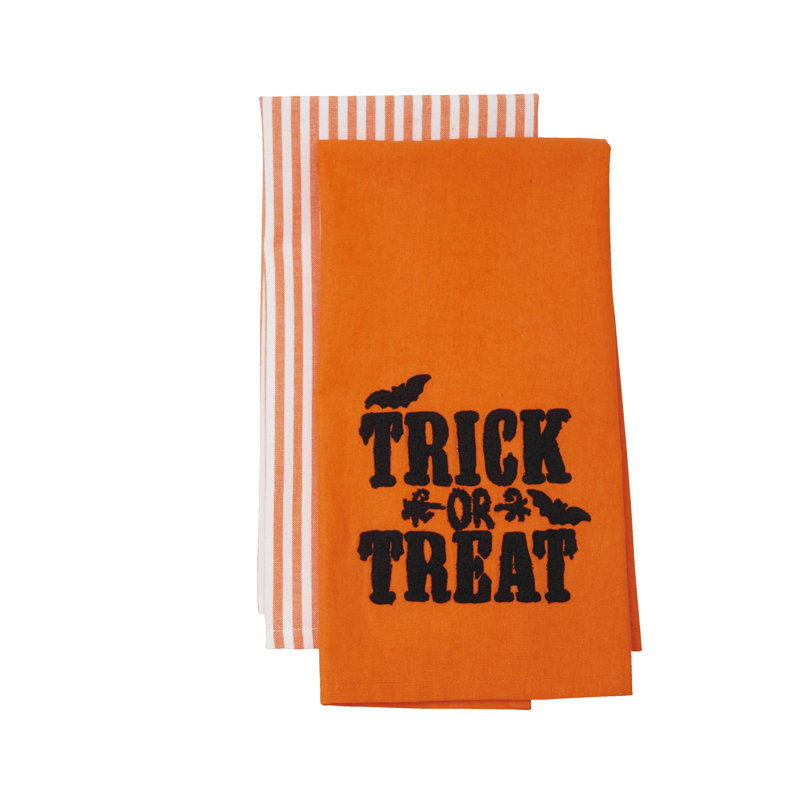 Ensemble de 2 serviettes à rayures Trick or traiter