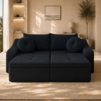Chaise longue Corduroy Cloud, fauteuil de détente 1 ou 2 places sans structure, garni de ressorts et de mousse, avec larges accoudoirs et coussin décoratif, canapé-lit compressé sous vide, sans assemblage, pour salon