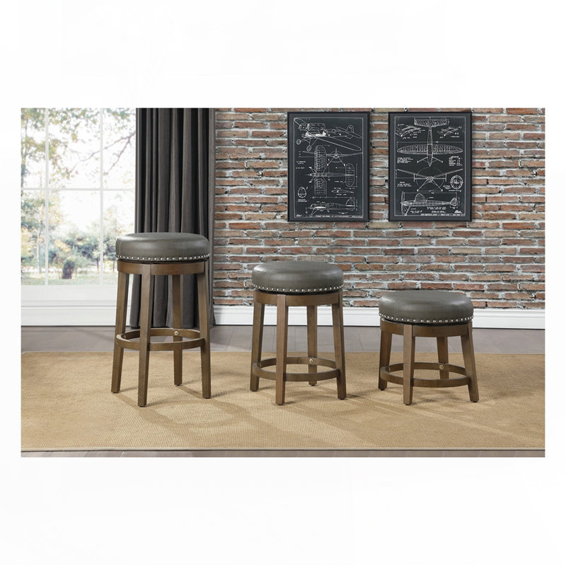 Ensemble de tabourets ronds et pivotants, Gris brun, Tabouret de comptoir (siège d'une hauteur de 25 p
