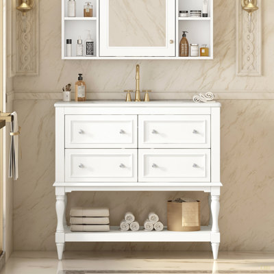 Bathroom Vanity Cabinet with Sink Combo Set, Undermount Ceramic Sink