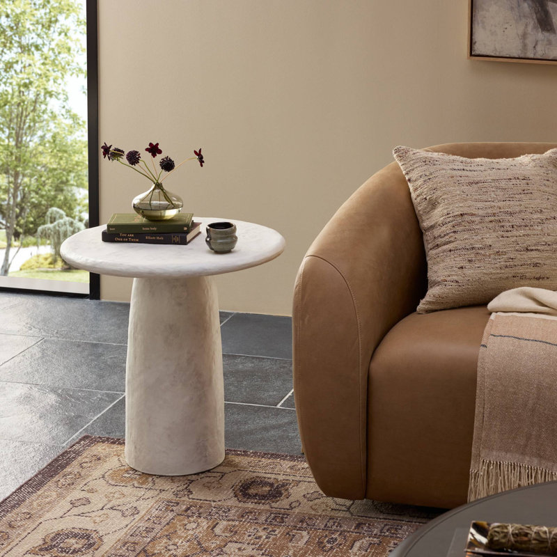 Janice End Table, Textured Lunar Concrete
