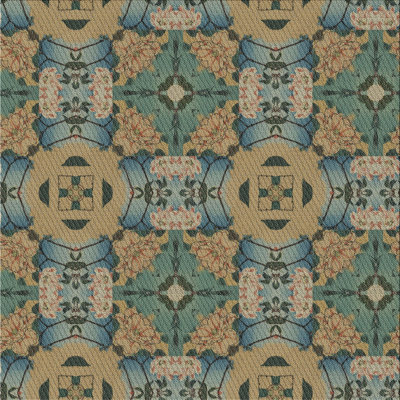 Bleu abstrait/beige/Tapis décoratif vert Penix