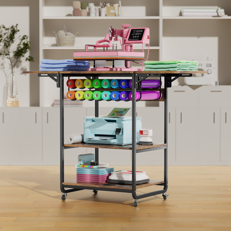 46.5" x 19.7" Foldable Craft Table with Wheels