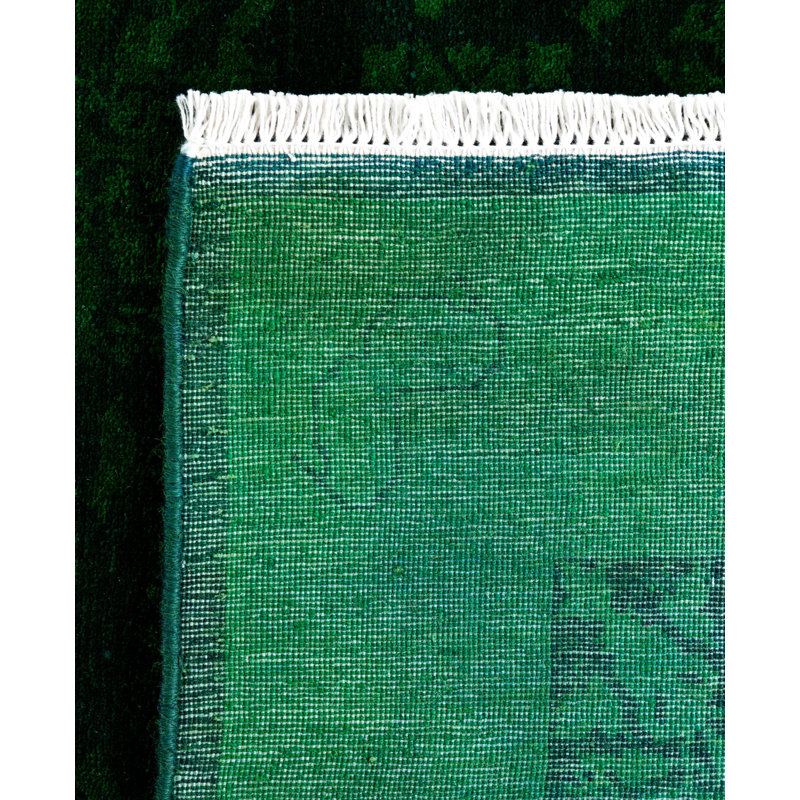 Overdyed One-of-a-Kind 4' 1" X 12' 1" Hand Knotted Area Rug