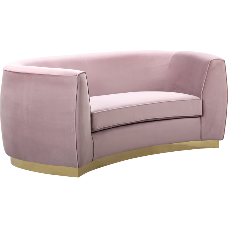 Breccan 70.5'' Velvet Loveseat, Pink Velvet, Gold