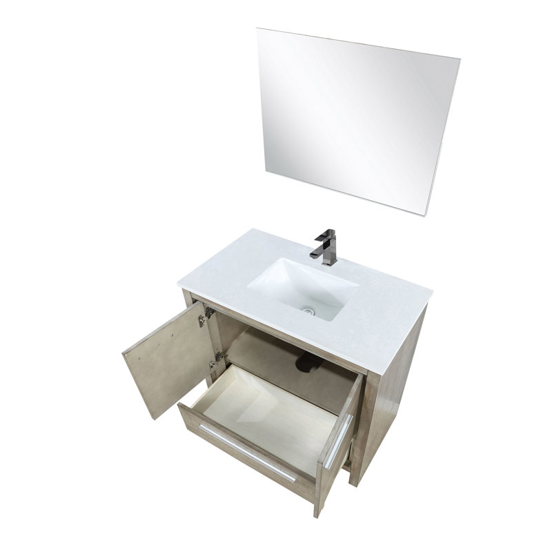 Lafarre 36" W x 20" D Single Vanity, 28" Mirror & Gun Metal Faucet, Navy Blue, White Cultured Marble