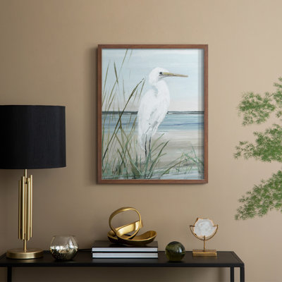 Summertime Heron I, reproduction encadrée - bois massif