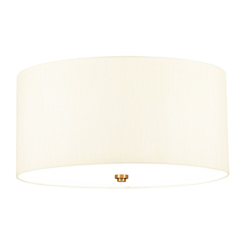 Ausie Fabric Semi Flush Mount, 49cm H x 51cm W x 51cm D, Aged Brass