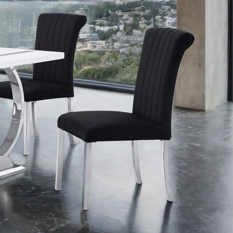 Chaise d'appoint Fynn (ensemble de 2), Argent, Noir
