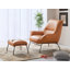 Fauteuil d'appoint et repose-pieds en cuir fleur-1788143045