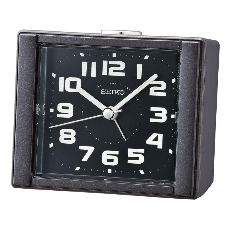 QHE189KLH Alarm Clock, Metallic Black, Black