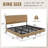  King Size Floating Bed Frame With Led And Charging Station,metal Platform Bed Frame With Storage Headboard,no Box Spring Needed,noise-free,easy To Assemble,oak
