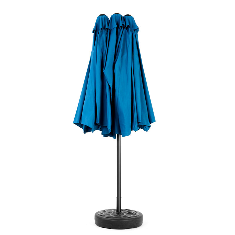 Parasol rectangulaire d'extérieur 14,8 pi avec manivelle - bleu foncé