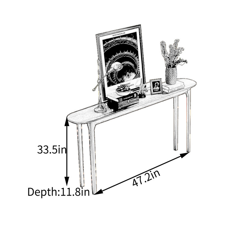 Console en pin couleur noyer, H 33,5 po x l 47,2 po x P 11,8 po