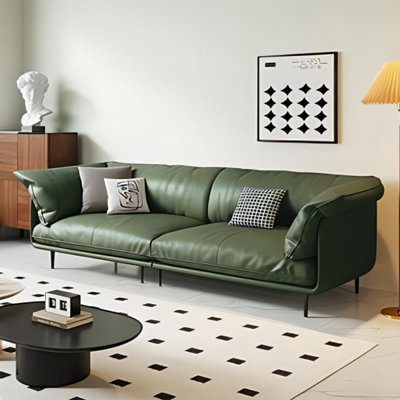 Green Genuine Leather Modular Sofa cushion couch