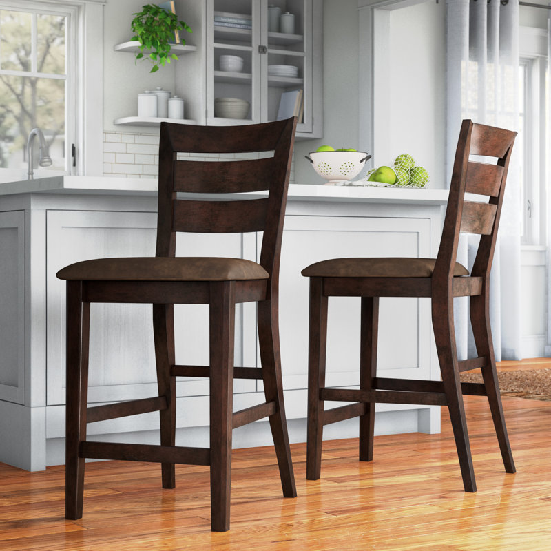 Zahra Upholstered Faux Leather Counter Stool, Brown