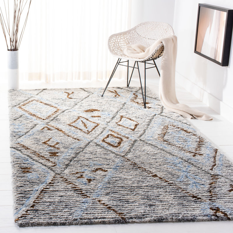 Powell Shag Hand Tufted Wool Southwestern Rug, Rectangle 4' x 6'