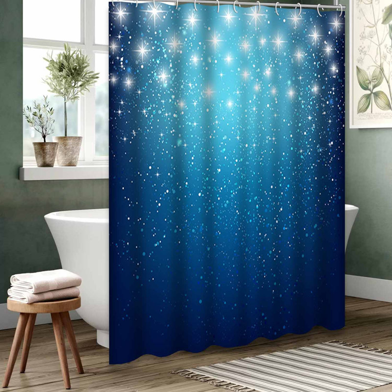 Rideau de douche bleu imperméable, rideaux de douche pour la salle de bain avec 12 crochets, L 72 po x l 72 po