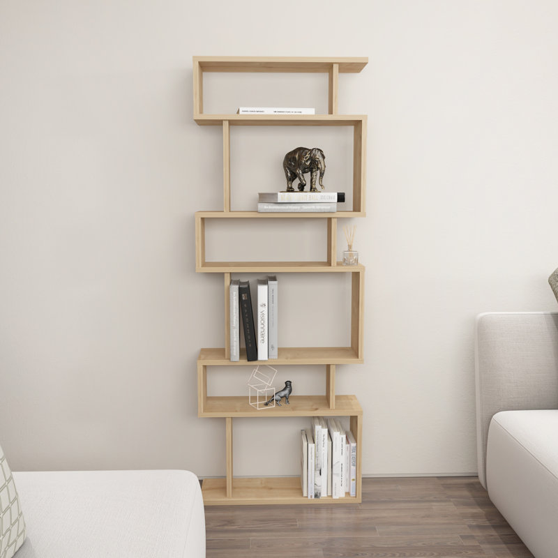 Tovan Geometric Bookcase, Oak