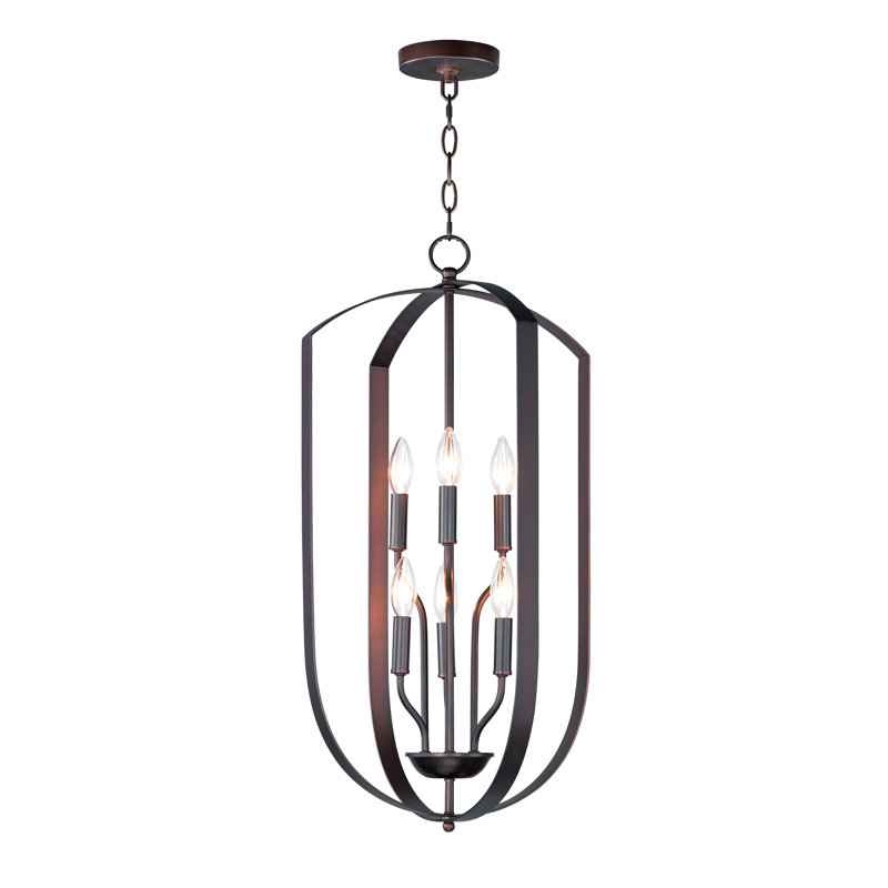Lustre géométrique unique à 6 lumières Albano, Bronze huilé