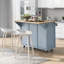 Chariot de cuisine avec comptoir à abattants en bois d'hévéa, supports de rangement internes pour porte d'armoire-704093244