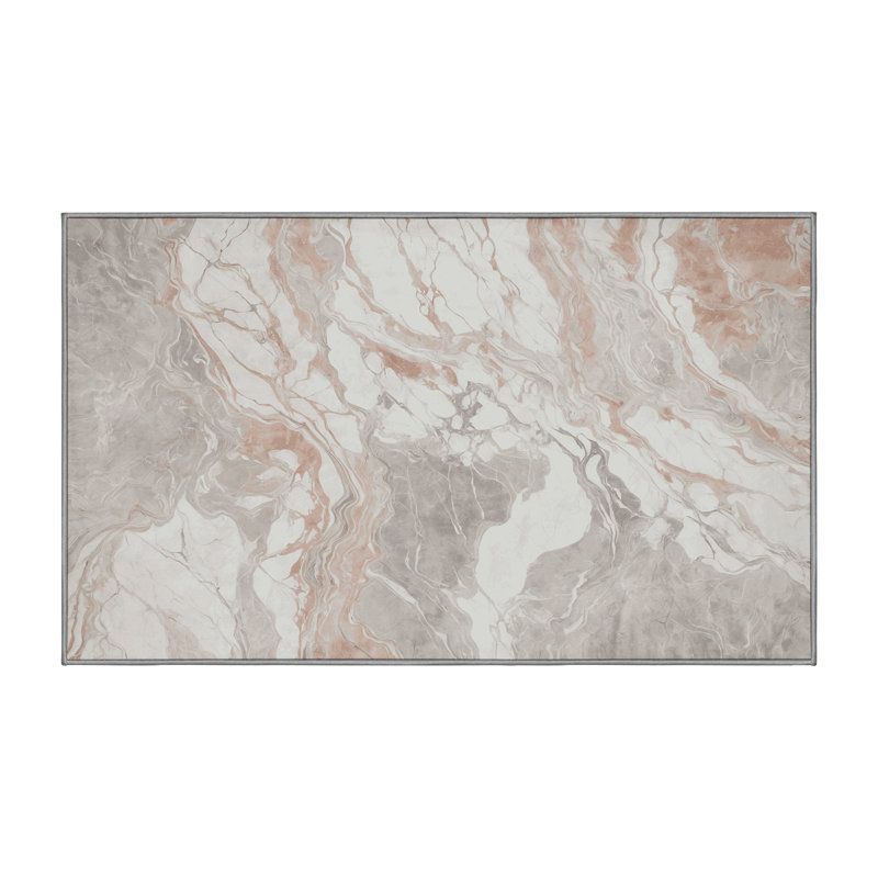 Machine Washable Gray Area Rug, Rectangle 4' x 6'