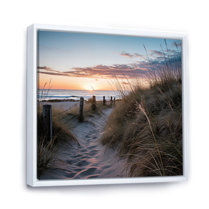 Tranquility Path To Dune Beach VII, H 36 po x l 36 po x P 1,5 po, Cadre flottant blanc