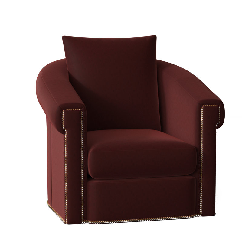 Andre Swivel Armchair, French Natural, Anilina Cacao Genuine Leather